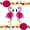2Pcs Flamingo Honeycomb Hanging Party Decorations 21" Deal for Girls Luau Birthday Hawaiian Present Popular Party Supplies Banner Gift Pink